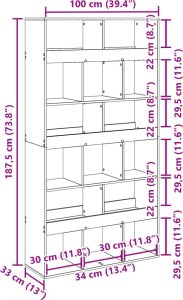 vidaXL Regał, stare drewno, 100x33x187,5 cm 9