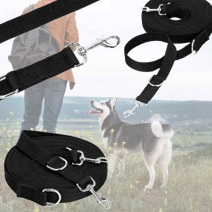 Springos Smycz treningowa, taśmowa dla psa, linka 10 m do 15 kg czarna UNIWERSALNY 3