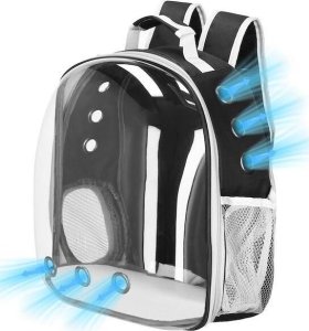 Springos Transporter dla kota, królika, psa do 12 kg 40 x 32 x 22 cm torba transportowa, plecak szary UNIWERSALNY 3