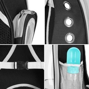 Springos Transporter dla kota, królika, psa do 12 kg 40 x 32 x 22 cm torba transportowa, plecak szary UNIWERSALNY 4