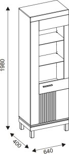 BogFran Witryna L/P Gablota szklana do salonu, sypialni Dąb Lamele Loft MATI MI07 8