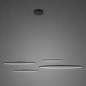 Lampa wisząca ALTAVOLA DESIGN Lampa wisząca Ledowe Okręgi No.4 150cm 3k czarna ściemnialna (Barwa światła delikatnie ciepła, Kolor Czarny, Możliwość ściemniania tak) 1