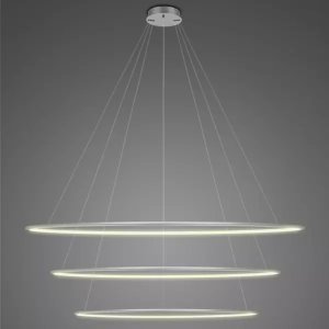 Lampa wisząca ALTAVOLA DESIGN Lampa wisząca Ledowe Okręgi No.3 150cm 3k srebrna ściemnialna (Barwa światła delikatnie ciepła, Kierunek padania światła do wewnątrz, Kolor srebrny, Możliwość ściemniania tak) 1