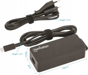 Zasilacz do laptopa Manhattan MANHATTAN USB-C Power Delivery Laptop-Netzteil 65 W schwarz 1