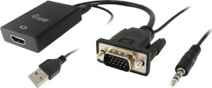 Adapter AV Triton Equip 119038 adapter kablowy 0,2 m VGA (D-Sub) + 3.5mm DVI-D + USB Czarny 1