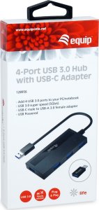 HUB USB Equip Equip USB-Hub 4-Port 3.2  ->4x3.0 +USB-C Adp.5Gbps o.Netz.sw 4