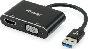 Adapter USB Equip Equip Adapter USB3.0-> HDMI,VGA      1920x1080/60Hz 0.15m sw 1