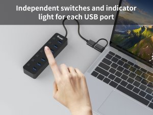 HUB USB Equip Equip USB-Hub 7-Port 3.2  ->7x3.2        5Gbps m.Netzteil sw 5