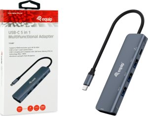 Adapter AV Equip Equip Dock USB-C->HDMI,3xUSB3.0,100WPD       4K30Hz 0.25m gr 3