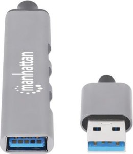 Serwer plików Manhattan MANHATTAN 4Port USB-A Hub 3x480Mbit/s 1xGbit/s USB-A Stecker 2