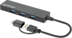 HUB USB Manhattan MANHATTAN 4-Port USB 3.0 Typ-C / Typ-A Kombi-Hub schwarz 1