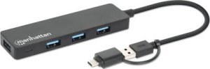 HUB USB Manhattan MANHATTAN 4-Port USB 3.0 Typ-C / Typ-A Kombi-Hub schwarz 4