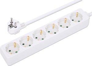 Kabel zasilający Manhattan Manhattan 168304 rozgałęziacz 2 m 6 x gniazdo sieciowe Wewnętrzna Biały 6