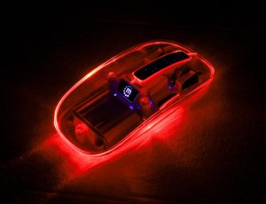 Mysz Manhattan Funkmaus USB-A 4przyciski RGB LED orange transparent 4