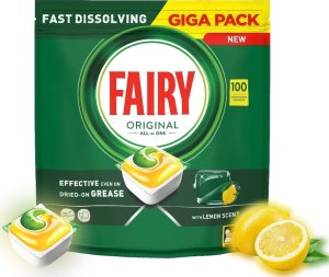 Fairy Fairy Original All in One Lemon – Kapsułki do zmywarki, cytrynowy zapach – 100 sztuk 1