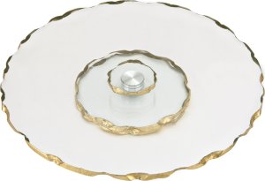 Art-Pol Patera ozdobna szklana obrotowa 33cm Złota 2