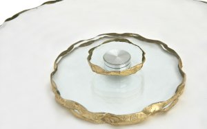 Art-Pol Patera ozdobna szklana obrotowa 33cm Złota 3