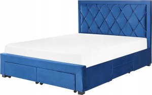 Beliani Łóżko z szufladami welurowe 160 x 200 cm niebieskie LIEVIN 18