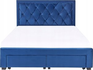 Beliani Łóżko z szufladami welurowe 160 x 200 cm niebieskie LIEVIN 19