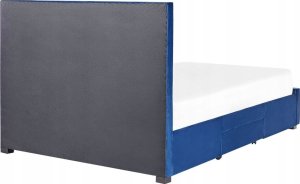 Beliani Łóżko z szufladami welurowe 160 x 200 cm niebieskie LIEVIN 20
