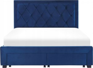 Beliani Łóżko z szufladami welurowe 160 x 200 cm niebieskie LIEVIN 5