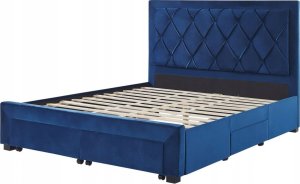 Beliani Łóżko z szufladami welurowe 160 x 200 cm niebieskie LIEVIN 7