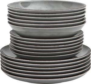 Chodzież Komplet talerzy dla 6 osób City szary 18 el. 2