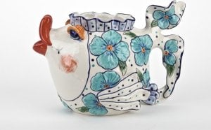 Witek Home Ceramiczny imbryk Ryba niebieskie kwiaty 1