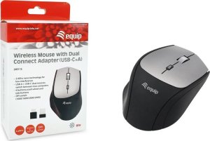 Mysz Equip Optyczna mysz bezprzewodowa Dual Adapter USB-C+A R+L czarny 7