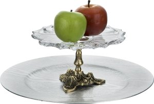 Art-Pol Patera szklana na stopie z mosiądzu 143084 5