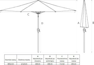 Platinum Parasol ogrodowy Riva Premium 3M Havanna 7104Q 2
