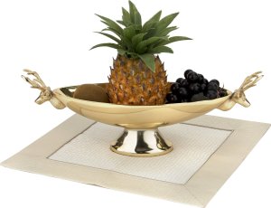 Ewax Patera dekoracyjna z Reniferami złota metalowa 34 cm 2