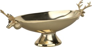 Ewax Patera dekoracyjna z Reniferami złota metalowa 34 cm 3