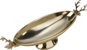 Ewax Patera dekoracyjna z Reniferami złota metalowa 34 cm 4