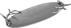 Ewax Taca dekoracyjna z porożem 50x29 cm srebrna EW4789 2