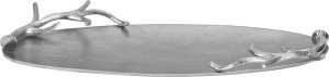 Ewax Taca dekoracyjna z porożem 50x29 cm srebrna EW4789 3