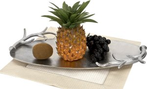 Ewax Taca dekoracyjna z porożem 50x29 cm srebrna EW4789 4