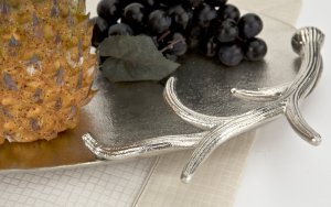 Ewax Taca dekoracyjna z porożem 50x29 cm srebrna EW4789 5