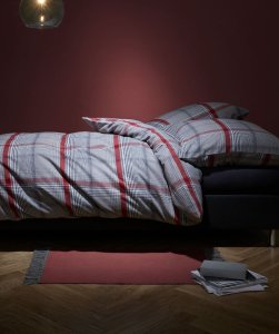 Fleuresse Pościel flanelowa 155x200 cm Lech Krata Czerwono-Beżowa 2