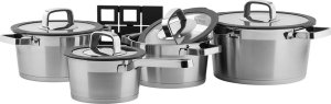 Vinzer Komplet 4 garnków + pokrywki i stojak Moderno 50031 2
