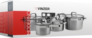 Vinzer Komplet 4 garnków + pokrywki i stojak Moderno 50031 9