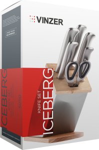 Vinzer Komplet 5 noży w bloku + nożyczki Iceberg 50110 9