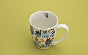 DUO Kubek porcelanowy 350 ml Koci Świat Koty w filiżankach 6