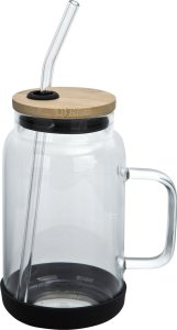 Vialli Design Słoik ze słomką 600 ml Fuori czarny 1