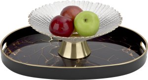 Art-Pol Patera szklana dekoracyjna ze złotą stopką 162397 7