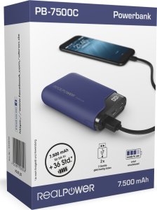 Powerbank Realpower RealPower Powerbank PB-7500C        Navy Blue       7.500mAh 6