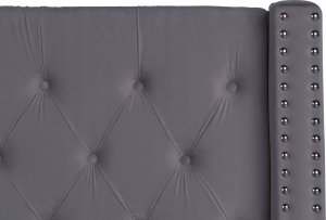 Beliani Łóżko z pojemnikiem welurowe 140 x 200 cm szare LUBBON 9