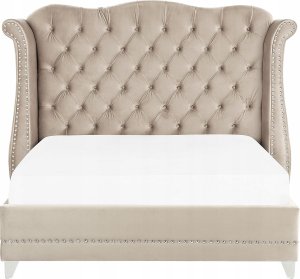 Beliani Łóżko welurowe 160 x 200 cm beżowe AYETTE 4