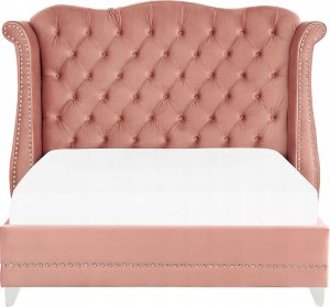 Beliani Łóżko welurowe 160 x 200 cm różowe AYETTE 4