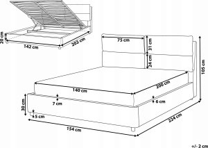 Beliani Łóżko z pojemnikiem welurowe 140 x 200 cm beżowe BATILLY 3